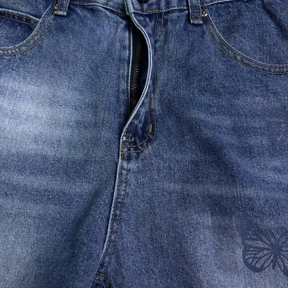 Chrome Hearts Butterfly Print Washed Loose Jeans